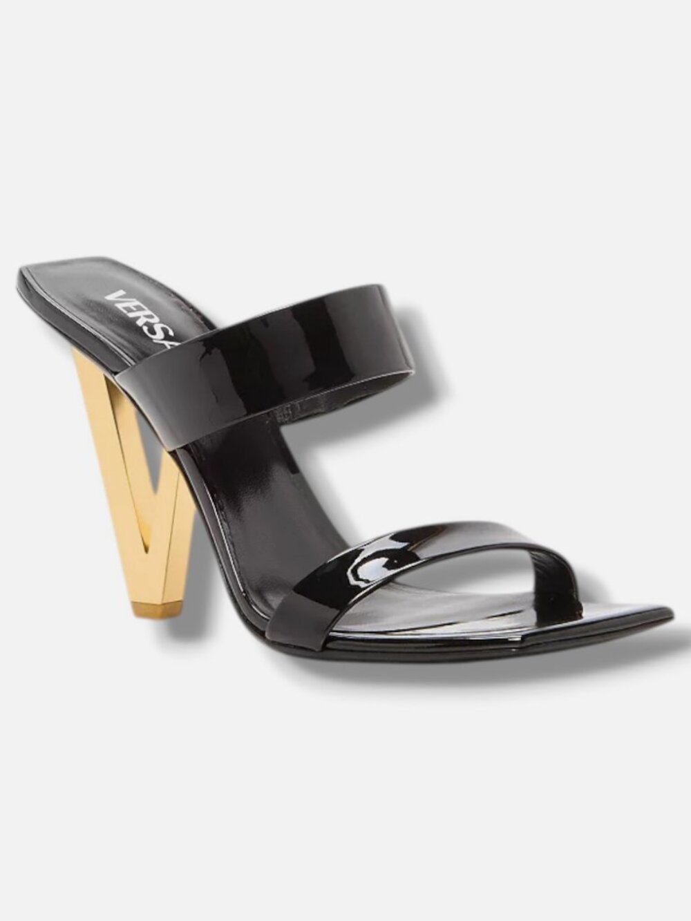 Versace Women's Black Leather High Heel Sandals Shoe Size 39